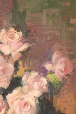 Still Life with Pink Flowers, Mid-20th Century, Oil on Canvas-AOI-1106880