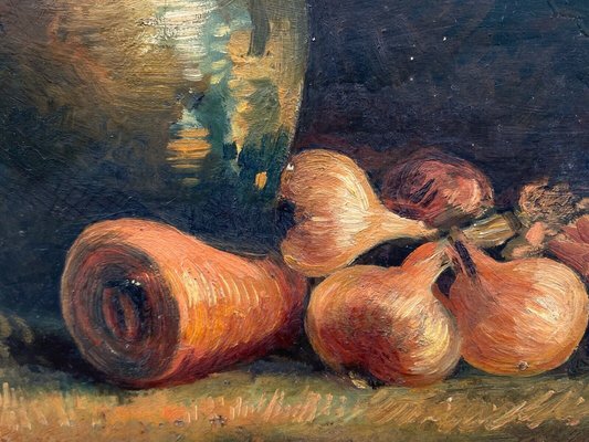 Still Life with Pitcher and Onions, Early 20th Century, Oil on Cardboard, Framed-QKG-1357196