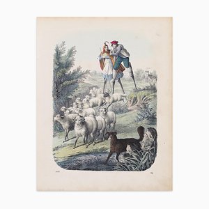 Stilt-Walking Shepherds - Original Lithograph - 1860 1860-ZCI-755880