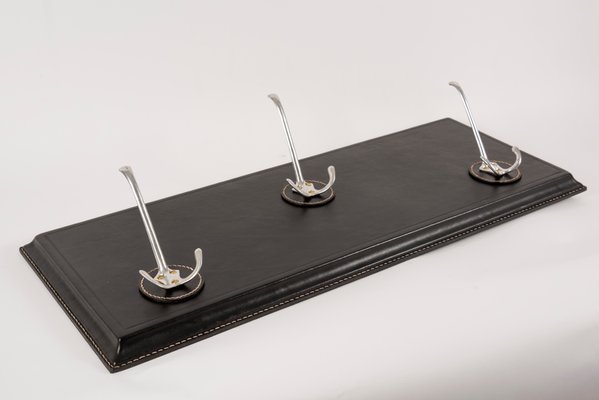 Stitched Leather Coat Rack by Jacques Adnet, 1950s-VRR-730088