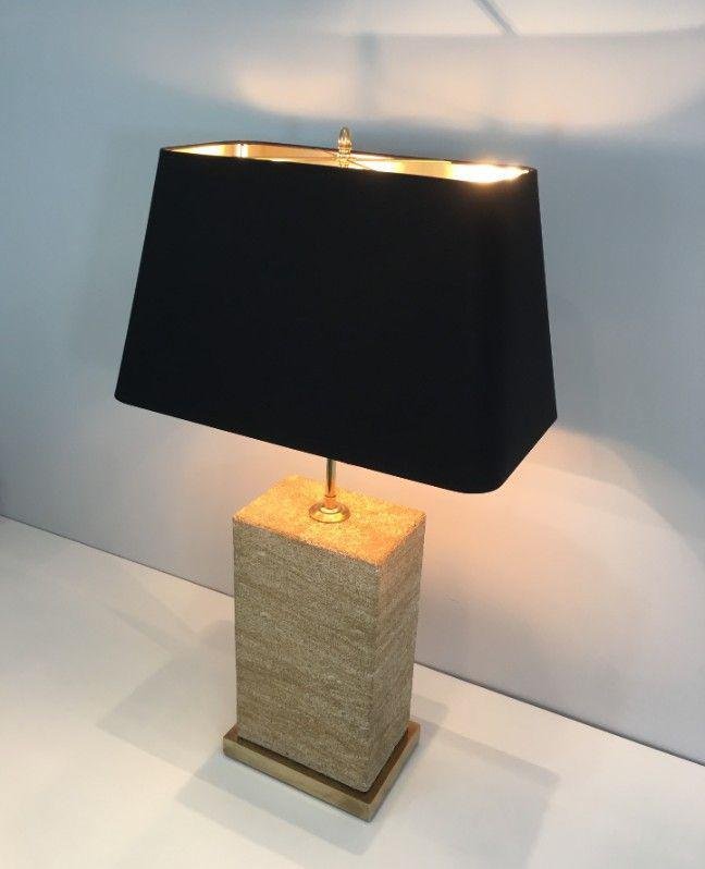 Stone and Brass Table Lamp, 1970s