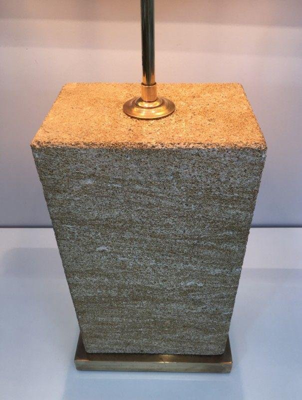 Stone and Brass Table Lamp, 1970s