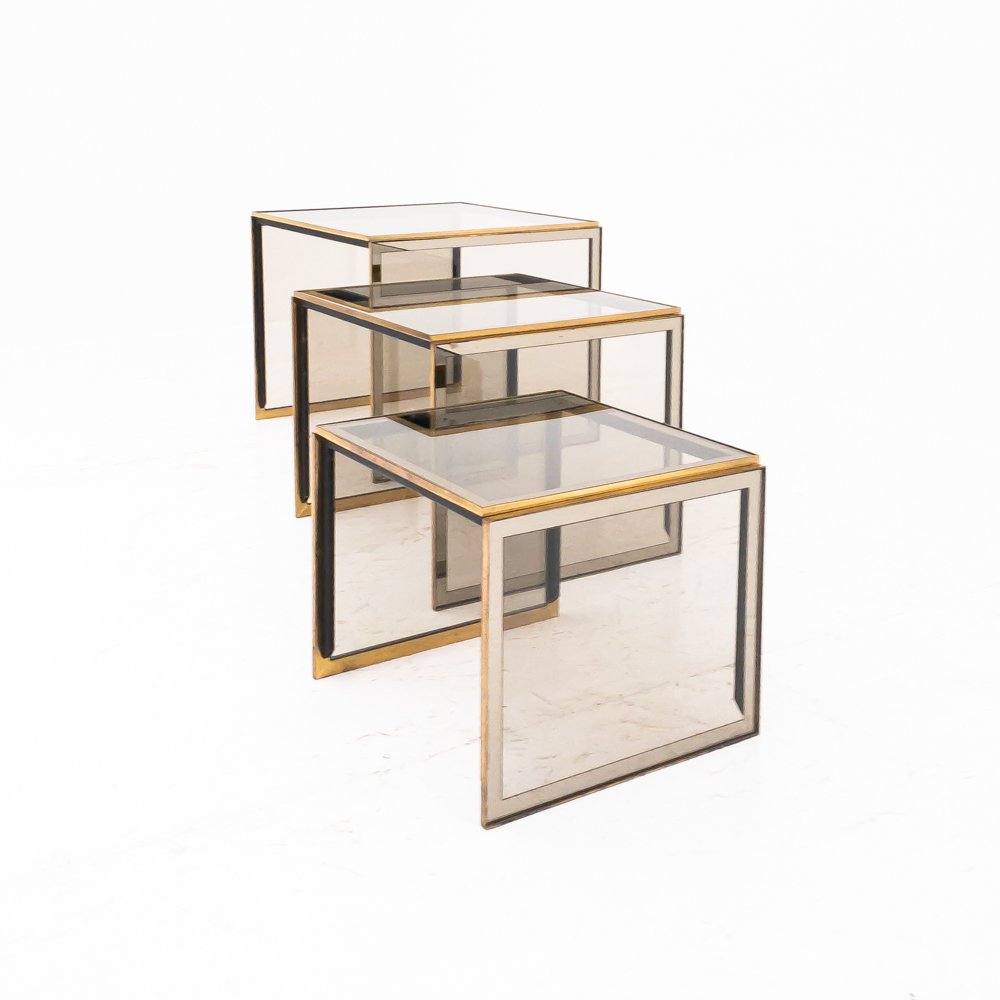 Stone and Glass Interlocking Tables, Italy, 1960s, Set of 3