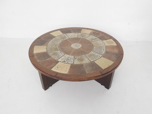 Stone and Oak Coffee Table by Tue Poulsen for Haslev Furniture, Denmark, 1960s-ZO-1096159