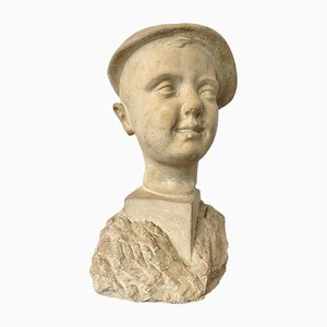 Stone Carving Bust of a Boy, France, 1961-FSD-1345214