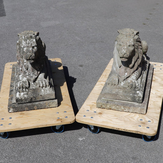 Stone Lions, 1890s, Set of 2