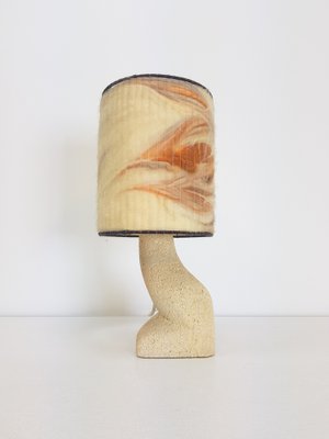 Stone & Wool Brutalist Art Table Lamp, 1970s-AXJ-1551437