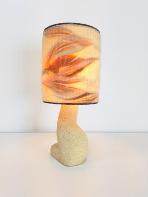 Stone & Wool Brutalist Art Table Lamp, 1970s-AXJ-1551437