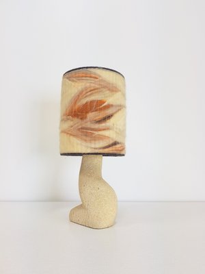 Stone & Wool Brutalist Art Table Lamp, 1970s-AXJ-1551437