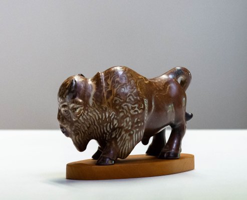 Stoneware-Chamotte Brown Brutalist Bull by Gunnar Nylund for Rörstrand, 1960s-JE-1718585