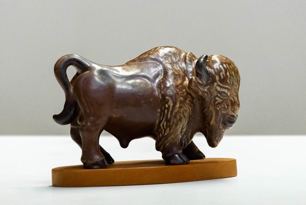 Stoneware-Chamotte Brown Brutalist Bull by Gunnar Nylund for Rörstrand, 1960s-JE-1718585