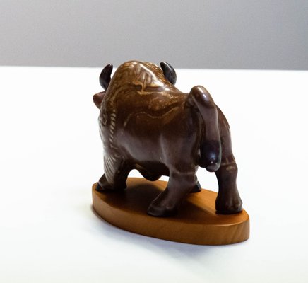 Stoneware-Chamotte Brown Brutalist Bull by Gunnar Nylund for Rörstrand, 1960s-JE-1718585