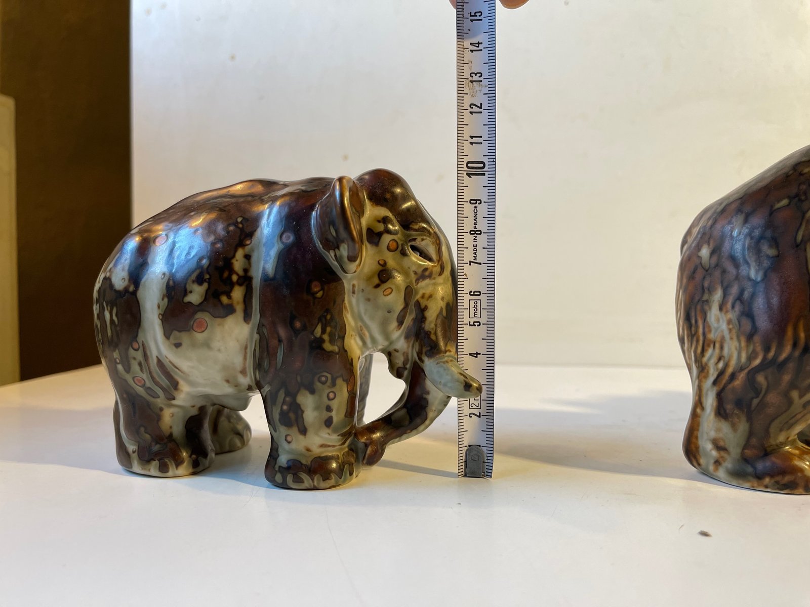 Stoneware Elephant and Bear by Knud Kyhn for Royal Copenhagen, 1950s, Set of 2