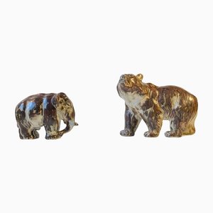 Stoneware Elephant and Bear by Knud Kyhn for Royal Copenhagen, 1950s, Set of 2-LCR-1131668