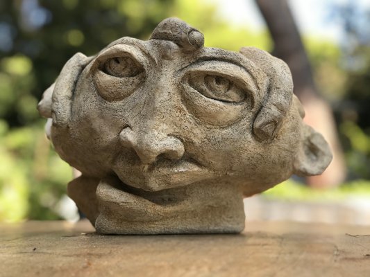 Stoneware Face Sculpture from Vallauris-DKC-1115849