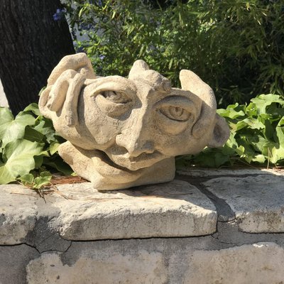 Stoneware Face Sculpture from Vallauris-DKC-1115849