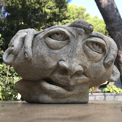 Stoneware Face Sculpture from Vallauris-DKC-1115849