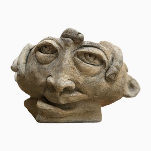 Stoneware Face Sculpture from Vallauris-DKC-1115849