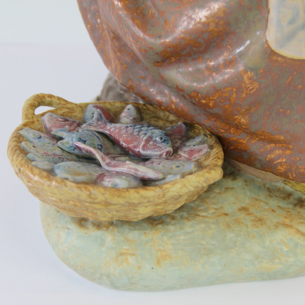 Stoneware Fishseller Sculpture by Vicente Martinez for LLadró, 1970s