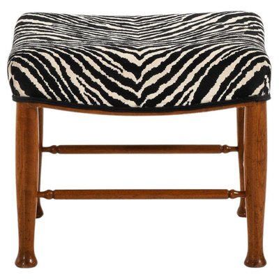 Stool in Mahogany and Reupholstered in Aino Aalto Fabric attributed to Josef Frank, 1950s-SC-2039389