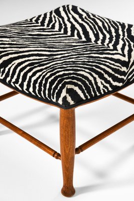 Stool in Mahogany and Reupholstered in Aino Aalto Fabric attributed to Josef Frank, 1950s-SC-2039389