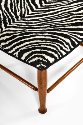 Stool in Mahogany and Reupholstered in Aino Aalto Fabric attributed to Josef Frank, 1950s-SC-2039389