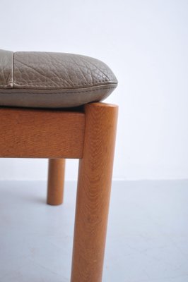 Stool or Footstool in Teak with Leather Cushion-ZE-990940