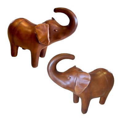 Stool Sculpture Leather Elephant, Set of 2-TCS-1806874