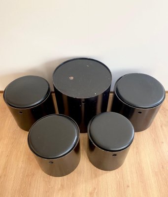 Stools and Side Table by Verner Panton, 1965, Set of 5-LL-1309435