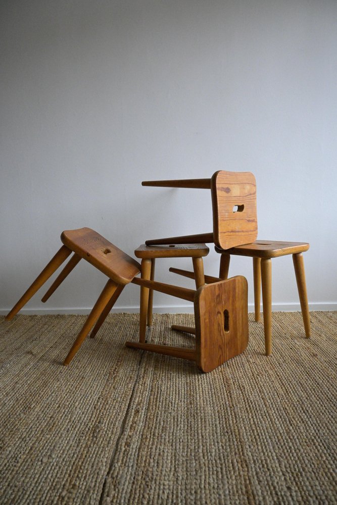 Stools from Svensk Fur, 1950s, Set of 5