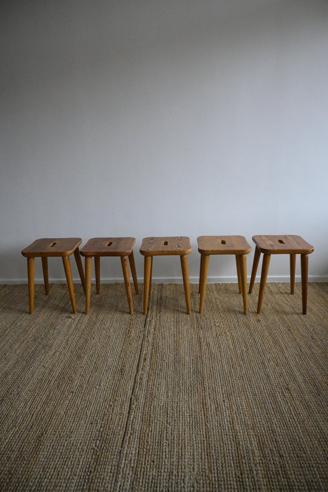 Stools from Svensk Fur, 1950s, Set of 5