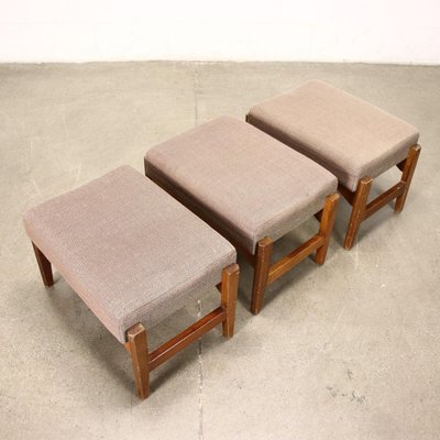 Stools in Beech, Foam and Fabric, Italy, 1960s, Set of 3-VMM-1079146