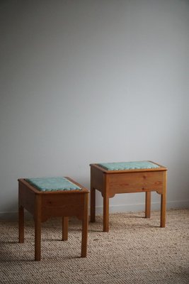 Stools in Pine & Fabric with Storage, 1950s, Set of 2-MXF-1781175