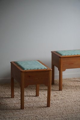 Stools in Pine & Fabric with Storage, 1950s, Set of 2-MXF-1781175