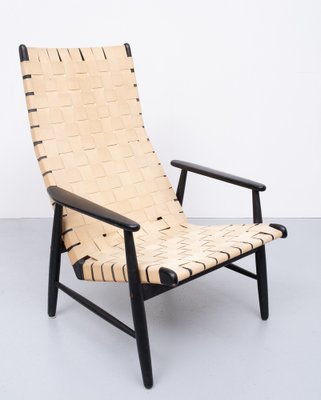 Strap Lounge Chair in the Style of Jens Risom, 1950s-GCG-978575