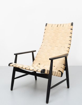 Strap Lounge Chair in the Style of Jens Risom, 1950s-GCG-978575