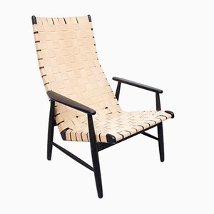 Strap Lounge Chair in the Style of Jens Risom, 1950s-GCG-978575