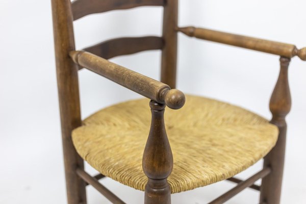 Straw Armchairs in Natural Beech, 1950s, Set of 2-CEJ-968314