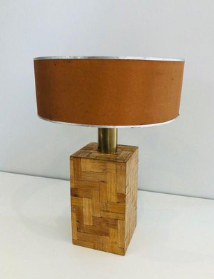 Straw Marquetry Table Lamp, 1950s-BA-1365522