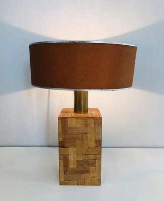 Straw Marquetry Table Lamp, 1950s-BA-1365522