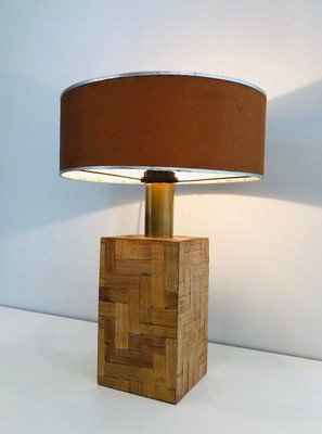 Straw Marquetry Table Lamp, 1950s-BA-1365522