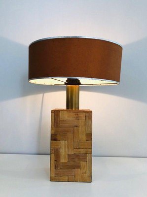 Straw Marquetry Table Lamp, 1950s-BA-1365522