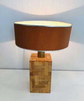 Straw Marquetry Table Lamp, 1950s-BA-1365522