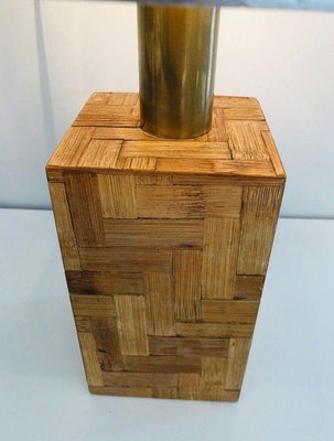 Straw Marquetry Table Lamp, 1950s-BA-1365522