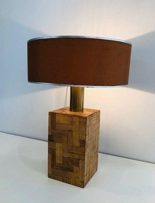 Straw Marquetry Table Lamp, 1950s-BA-1365522