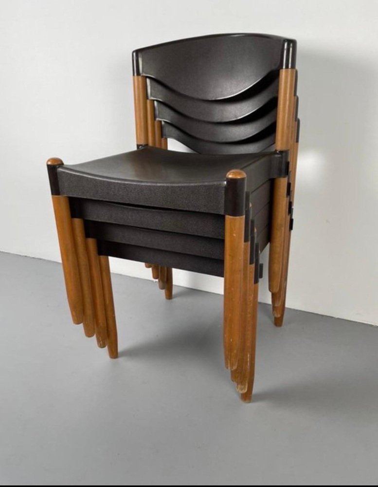 Strax Dining Chairs attributed to Hartmut Lohmeyer for Casala, Germany, 1970s, Set of 4