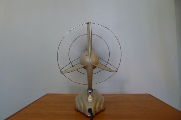 Streamline Sand Colored Model Libelle Fan from from Schoeller & Co., 1950s-VRE-715590