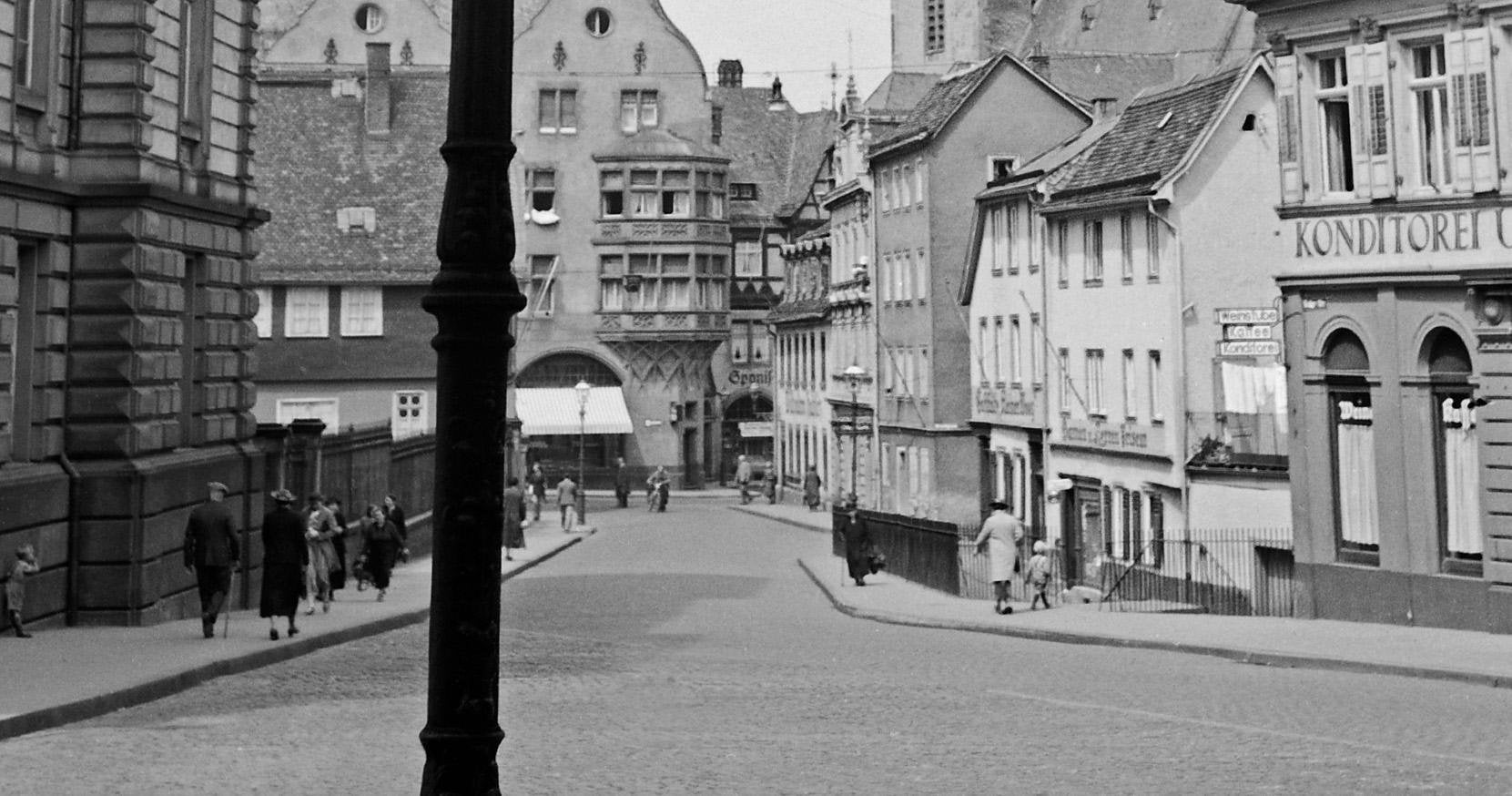 Street Scene Darmstadt View to Stadtkirche Church, Germany, 1938, Printed 2021