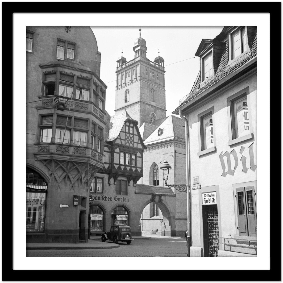 Street Scene Darmstadt View to Stadtkirche Church, Germany, 1938, Printed 2021