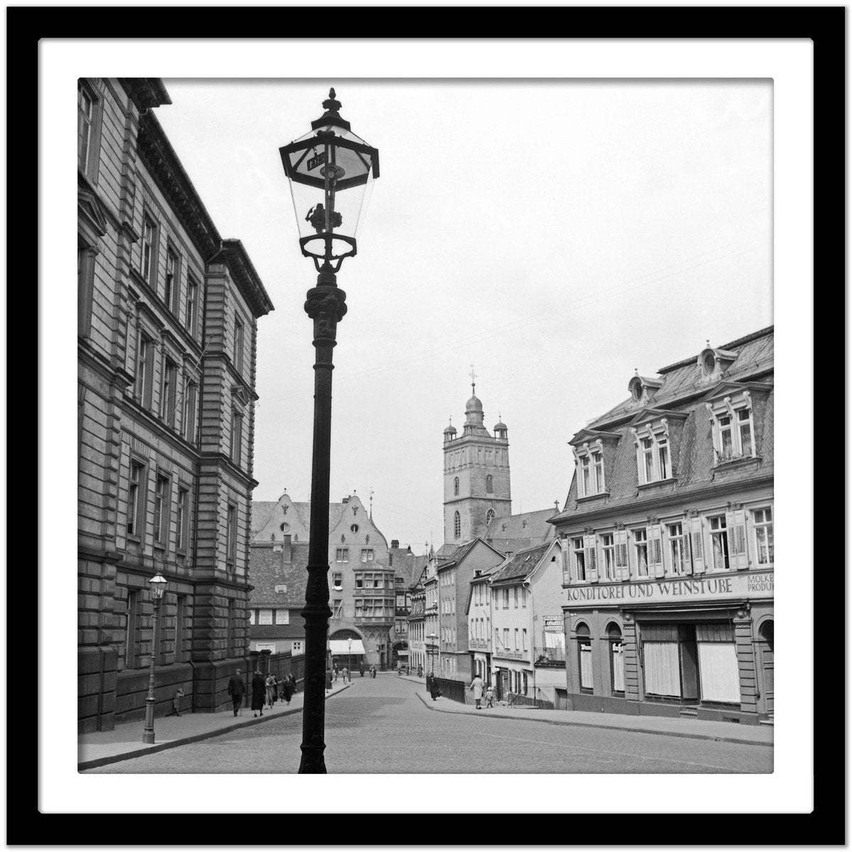 Street Scene Darmstadt View to Stadtkirche Church, Germany, 1938, Printed 2021